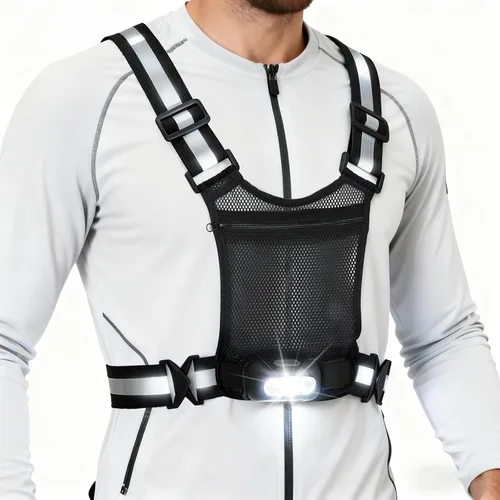 Vista 8 de Luces de correr para corredores, chaleco reflectante con sensor de movimiento de 3 modos, luces con inclinación ajustable de 45°, chaleco