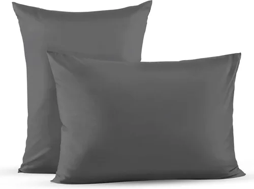 Vista 21 de Superity Linen Fundas de almohada de tamaño estándar, paquete de 2 unidades, 100% algodón suave y cómodo, color negro