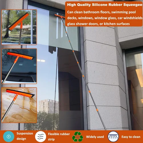 Vista 6 de Kit de plumero de alto alcance de más de 20 pies con poste de extensión de 3 a 14 pies, kit de limpieza de techo alto y ventana con poste