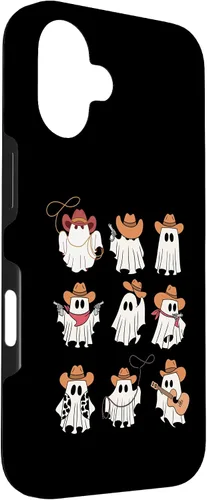 Vista 3 de Carcasa espeluznante divertida para iPhone 16 Boo Haw Western Cowboy Ghost Cowgirl