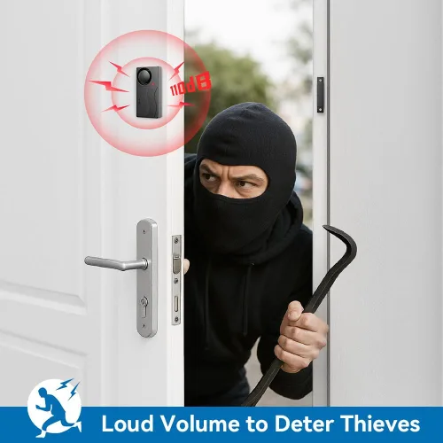 Vista 3 de Alarma de puerta con control remoto, timbres de puerta cuando se abre la puerta, alarmas de ventana de 110dB para seguridad del hogar, sensor