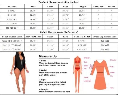 Vista 5 de Ekaliy Traje de verano para mujer, con cuello de tortuga, cremallera frontal, sin mangas, body