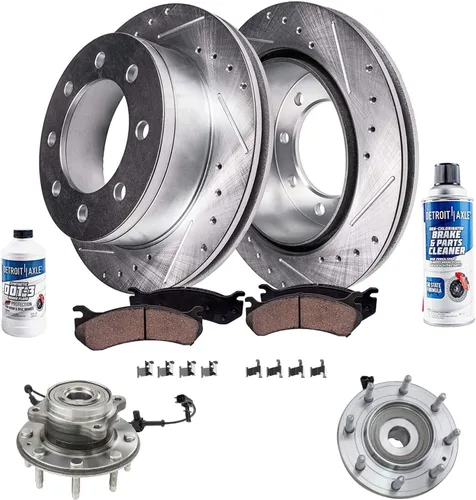 Vista 33 de Detroit Axle - Rotores de freno para Ford 2013-2019 Explorer Taurus Flex Lincoln MKT MKS, rotores de freno de disco ranurados perforados de repuesto