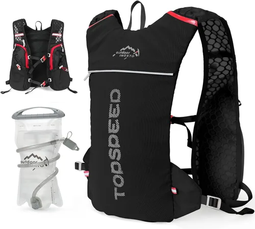 Vista 10 de INOXTO Running Hydration Vest Backpack,Lightweight Insulated Pack with 1.5L Water Bladder Bag Daypack for Trail Hiking Running Cycling Race Marathon