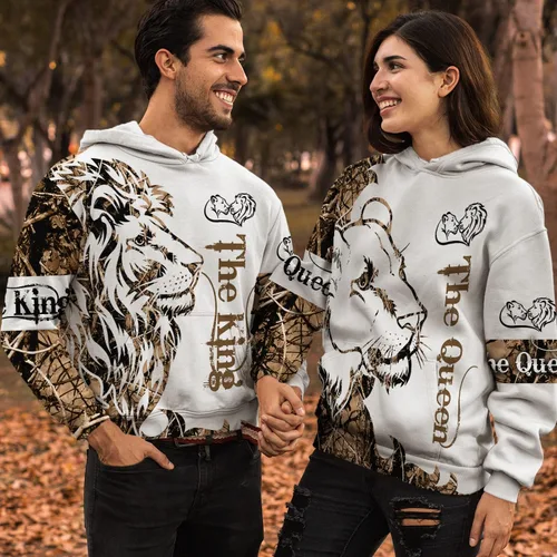 Vista 5 de Her Buck His Doe - Sudaderas con capucha para parejas con impresión 3D