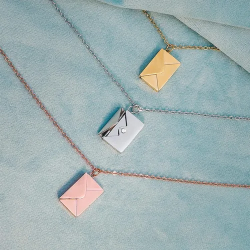 Vista 3 de MOTICIUS Collar de sobre personalizado con imagen en el interior, collar de sobre personalizado con mensaje para mujer, regalo para el día