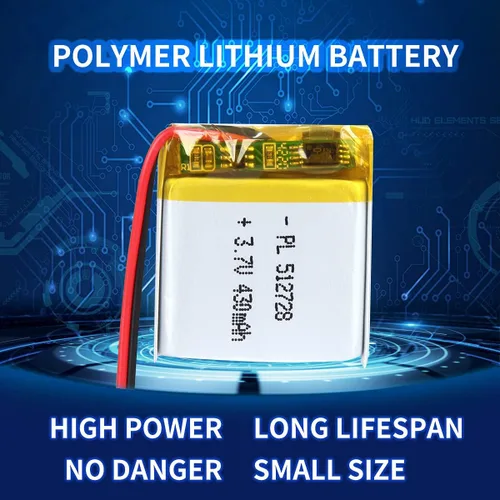 Vista 3 de Batería de 3.7V 430mAh 512728 Li-ion Li-Po recargable de iones de litio con conector de paso de 2P PH 0.079 in