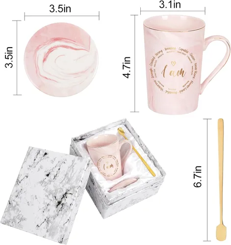 Vista 6 de YHRJWN - Regalos cristianos para mujeres, regalos católicos para mujer, taza de café I Am, regalos religiosos inspiradores espirituales