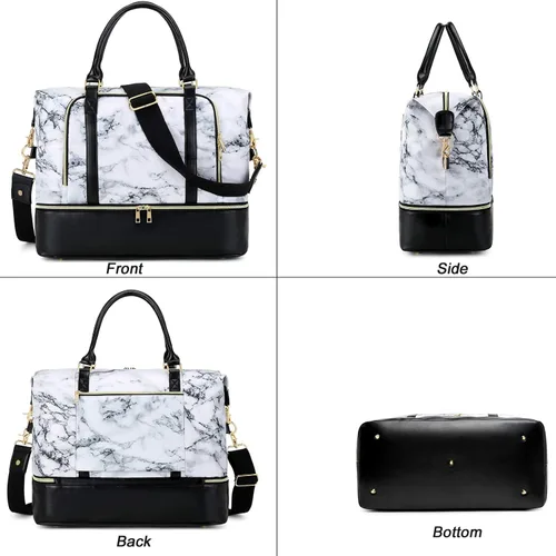 Vista 25 de CAMTOP - Bolsa de viaje de fin de semana para mujer, bolsa de lona con espacio para laptop de15.6 pulgadas