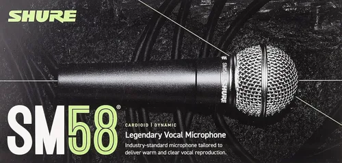 Vista 4 de Shure Micrófono vocal dinámico cardioide SM58 con interruptor de encendido/apagado, montaje de choque neumático (SM58S) y transformador de línea