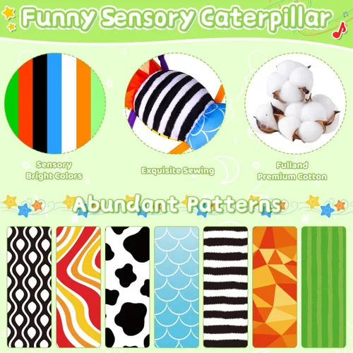 Vista 4 de Juguetes para bebés de 0-6 y 6-12 meses, juguetes de peluche para bebés para tiempo de acostarse y desarrollar habilidades sensoriales con crujido