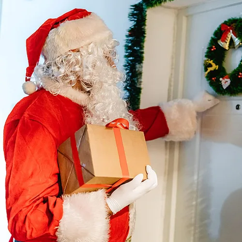 Vista 3 de PHANTASIM Conjunto de disfraz de Papá Noel para adultos, traje de terciopelo de lujo, 10 piezas