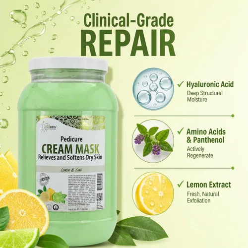 Vista 3 de SPA REDI Lemon Pedicure - Crema de masaje y máscara de pies – Ácido hialurónico, aminoácidos y pantenol para talones agrietados y piel seca Sin