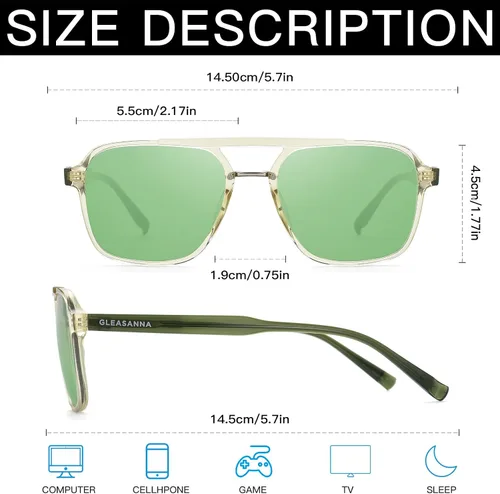 Vista 4 de Sleep Glasses for 99.9% Blue Light Glasses Dual AR Coatings Green Lens for Computer Gaming Reduce Eyestrain