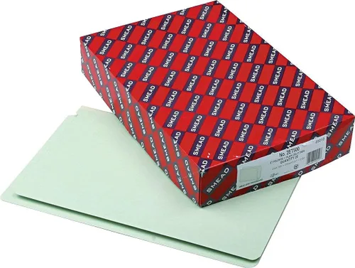 Vista 4 de Smead Carpeta de archivos de cartón prensado con pestaña final, pestaña de corte recto, expansión de 2 pulgadas, tamaño legal, grisverde, 25 por