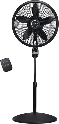 Vista 2 de Lasko Ventiladores de pedestal oscilantes con altura ajustable, temporizador, control remoto (1843) y 3 velocidades (1827)
