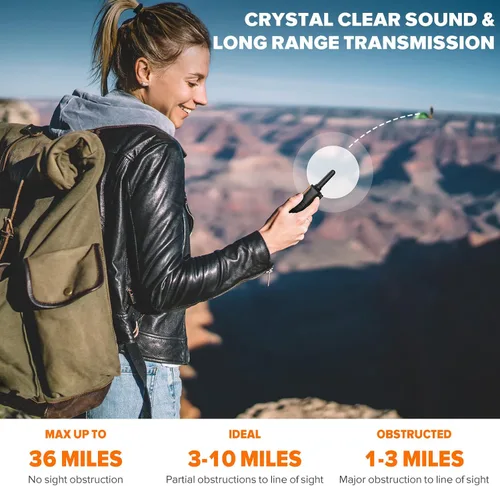 Vista 4 de Wishouse Walkie Talkies para niños y adultos, radios recargables de 2 vías, regalo, accesorios de senderismo, equipo de campamento con lámpara
