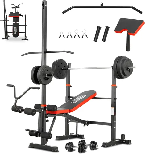 Vista 8 de MAIDOMA Foldable 1500LBS Capacity 8 IN 1 Weight Bench Set with Leg Extension/Squat Rack/Preacher Curl, Adjustable Bench Press for Home Gym Full Body