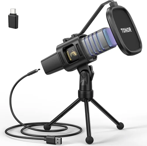 Vista 11 de TONOR TC30+ - Kit de micrófono USB, grabación de podcasts para PC, condensador cardioide, juego de micrófono para computadora, juegos, transmisión