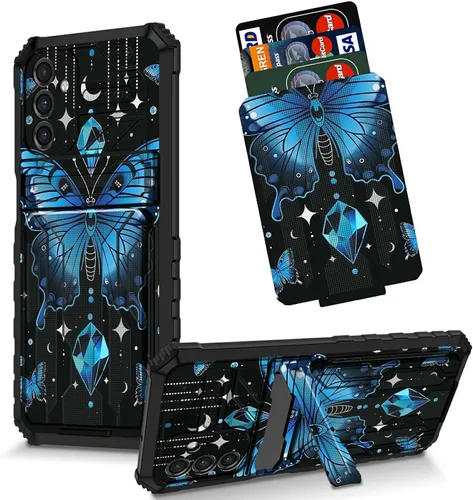 Vista 30 de Funda para Galaxy S21 FE 5G 2022 con soporte, funda de doble capa de policarbonato duro de TPU suave, estampado de vaca, estampado animal
