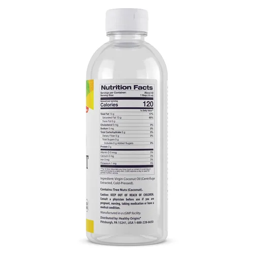 Vista 2 de Healthy Origins Aceite de coco, líquido (100% virgen) - Aceite de coco líquido virgen, sin refinar, prensado en frío, 93% MCT - Aceite de coco