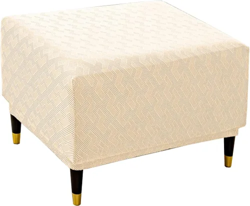 Vista 14 de ADPON Fundas otomanas cuadradas de terciopelo para otomanas, fundas protectoras para reposapiés cuadrados, fundas protectoras para taburetes de Beige