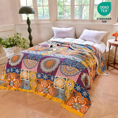 Vista 183 de MSGKV - Manta bohemia/primaveral de algodón para sofá y sala de estar, de gasa acogedora, de 50 x 60 pulgadas 50"x60" Cotton Throw, Woven Bird