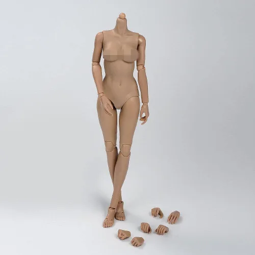 Vista 10 de Cuerpo de figura femenina a escala 1/6, piel pálida femenina busto grande medio sin costuras figura de acción flexible colección de muñecas