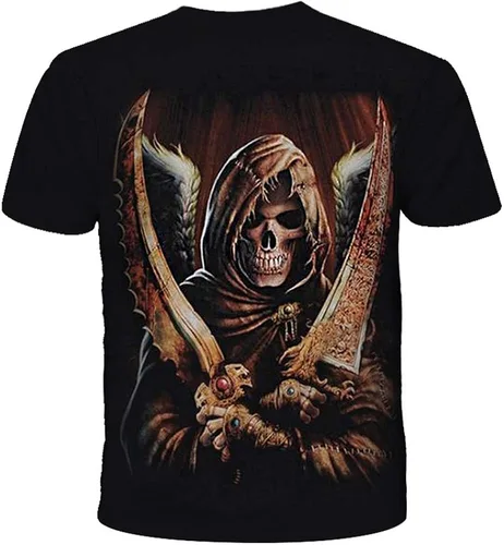Vista 2 de TiwBski Camisetas de verano unisex con diseño de calavera 3D
