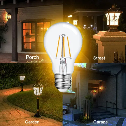 Vista 7 de FAGUANGAO Bombillas LED A19 del anochecer al amanecer para exteriores, equivalente a 6 W 60 W, 2700 K blanco cálido, 650 lúmenes, bombilla