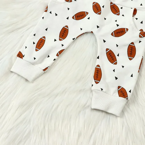 Vista 6 de Youweixiong Sudadera de manga larga para bebé, niño, niña, sudadera con letras, pantalones de rugby, ropa de otoño e invierno