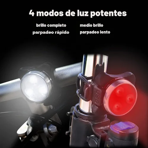Vista 4 de Rechargeable LED Bike Light Sets, Super Bright Front Headlights and Rear LED Bicycle Lights, 650mah Lithium