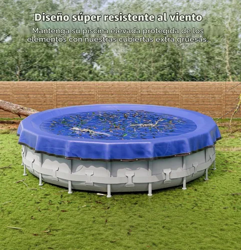 Vista 4 de POOLHACKER - Cubierta de piscina de invierno de 12 pies, redonda, 12 pies sobre el suelo, cubierta de piscina 420D extragruesa con extensión