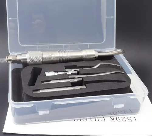 Vista 7 de Air Scaler Gouge Chisel Micro Air Flux Chipper Rascador neumático Médico Rompador de yeso Estomatología Grabar 5 piezas cincel plano Cinceles