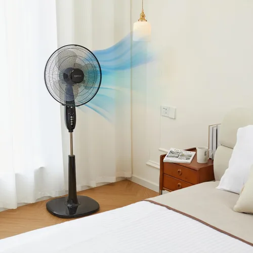 Vista 6 de Amazon Basics - Ventilador de pedestal de 16 pulgadas con control remoto, ventilador de piso, ventilador de pie para dormitorio, sala de estar