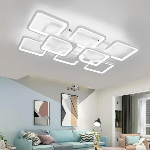 Vista 7 de Lámpara LED de techo regulable, 5 luces de techo de 23 pulgadas, montaje empotrado, lámpara de 80 W para sala de estar, dormitorio, cocina