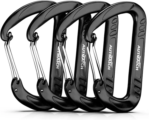 Vista 13 de AUTMATCH Carabiner Clips 3" - Heavy Duty Spring Snap Hook Clips Negro (estilo platy)