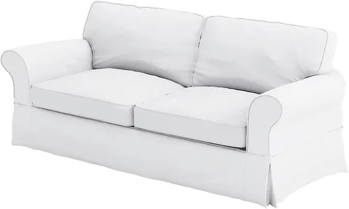 Vista 2 de Funda de algodón pesado compatible con Pottery Barn Grand Comfort para sofá Borde de caja blanca