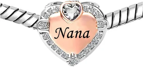 Vista 3 de KunBead Dijes de cuentas de amor con forma de corazón en tono oro rosa, compatible con pulseras Pandora, joyería de cumpleaños