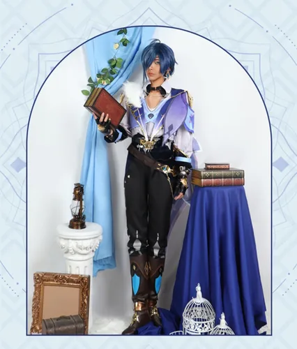 Vista 6 de NEKOOMA Lyney - Conjunto de disfraz de cosplay para Genshin Impact, Game Cos, XS
