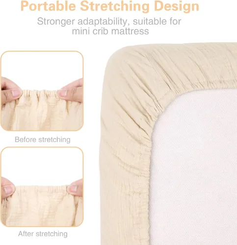 Vista 2 de Metplus Sábanas suaves y transpirables 100% de muselina de algodón para cuna de cuna, 16 x 32 pulgadas, ropa de cama duradera para niños y niñas