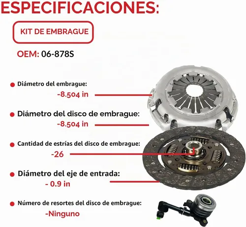Vista 4 de Embrague con kit esclavo compatible con March Note Tiida Versa Advance Sense Drive Sr 1.6 S Plus 2009-2019 1.6L 1598CC l4 GAS DOHC aspirado
