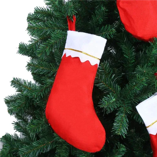 Vista 5 de CCINEE 12 medias de Navidad de fieltro rojo de 15 pulgadas para decoración de Navidad