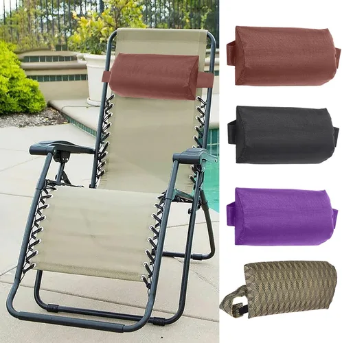 Vista 4 de Almohada para silla de descanso, cojín reclinable suave con banda elástica, almohada de altura ajustable para tumbona para cabeza y cuello, almohada