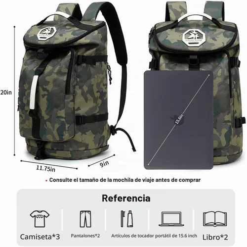 Vista 3 de Mochila de gimnasio de color sólido con compartimento para zapatos, bolsa para lucha libre, con 4 métodos de espalda impermeables para viajes