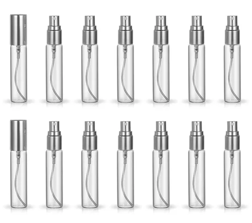 Vista 9 de Paquete de 20 botellas de perfume de viaje con atomizador a granel de 0.3 fl oz, botella vacía hidratante (azul)