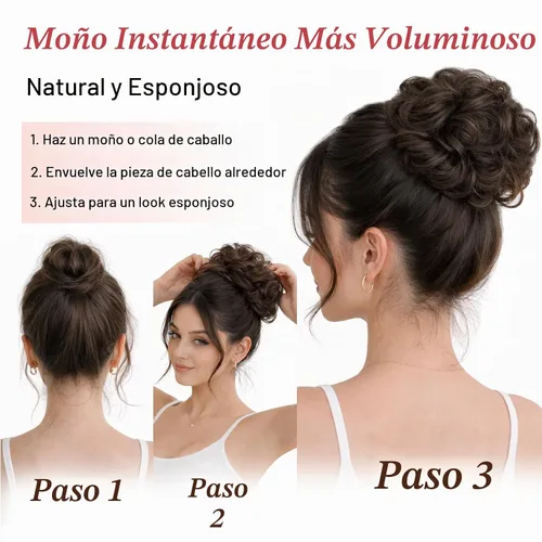 Vista 6 de MORICA Moño desordenado, extensiones de moño sintético para mujeres (rubio beige ceniza)