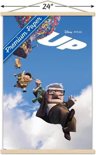 Vista 3 de Trends International Disney Pixar Up - Póster de pared de una hoja, 22.37 x 34.00 pulgadas, paquete de impresión premium y colgador de madera de haya