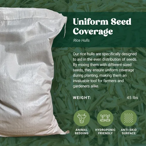 Vista 2 de Nature's Seed Cascos de arroz para jardinería, plantas y ropa de cama de pollo, 45 libras