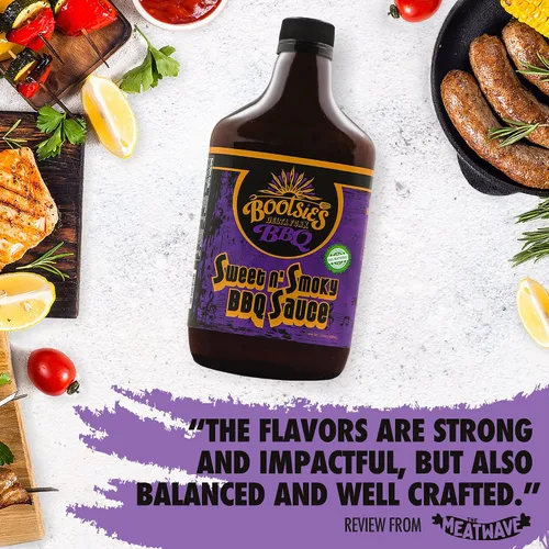Vista 2 de Salsa de barbacoa Sweet n' Smoky, condimento para barbacoa con miel, salsa picante y chile en polvo, salsa de carne sin gluten, 17 onzas - Bootsie's